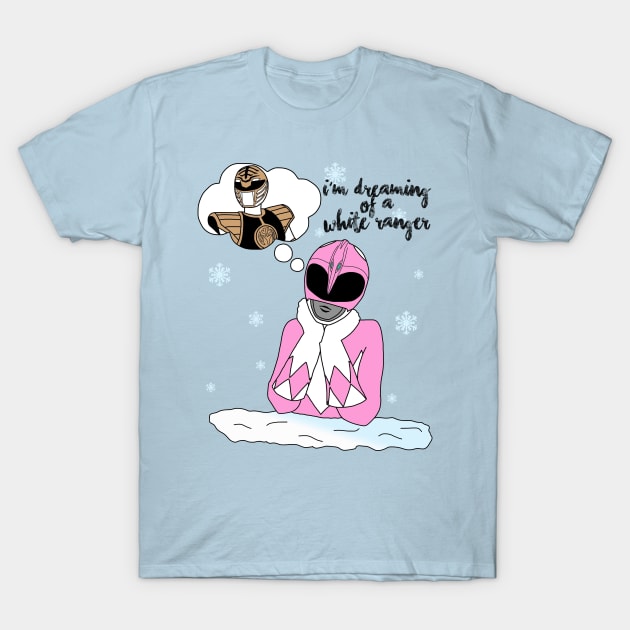 Power Rangers "Dreaming of a White Ranger" Design T-Shirt by SimplePeteDoodles